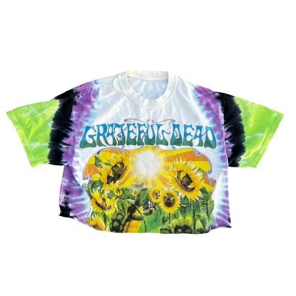 Grateful Dead Cropped Tie Dye Short Sleeve Tee Shirt Medium Sunflowers - Picture 3 of 9